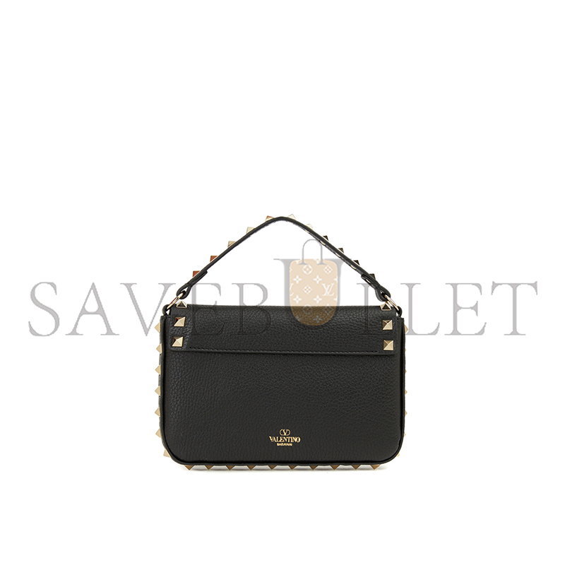 VALENTINO GARAVANIROCKSTUD BLACK WOMEN'S LEATHER BAG  (19*12*3cm)